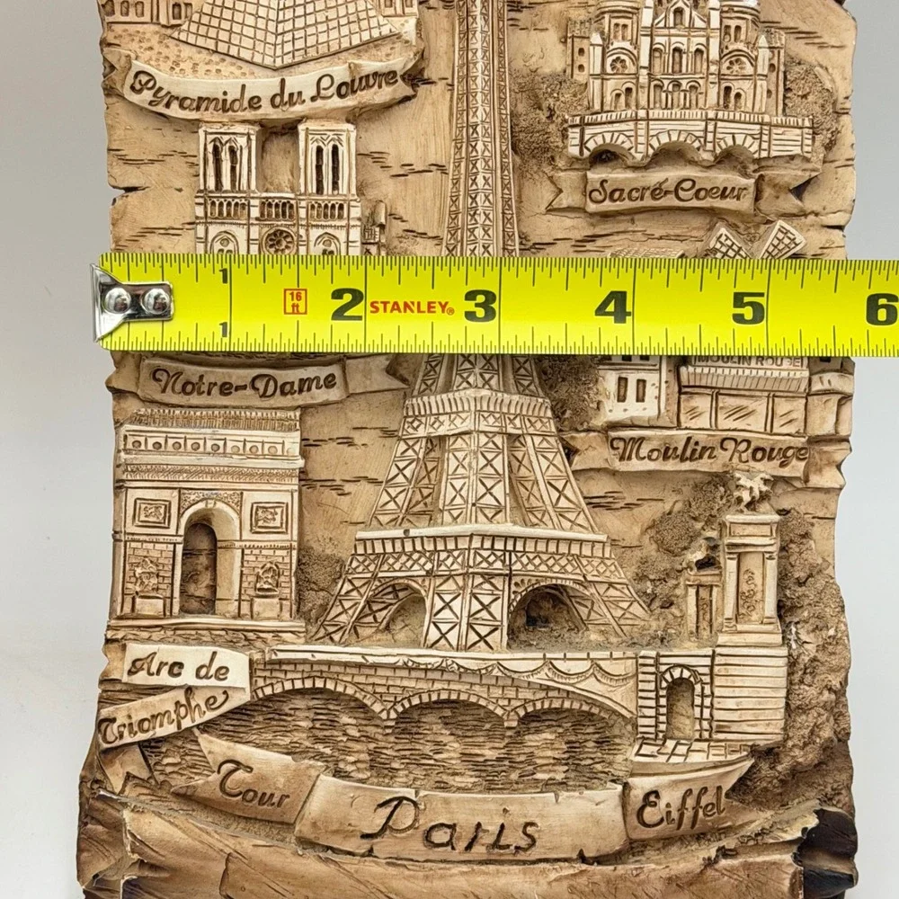 Vintage Paris Venice 3D‎ Relief Scroll Wall Plaques Set of 2 European Landmarks